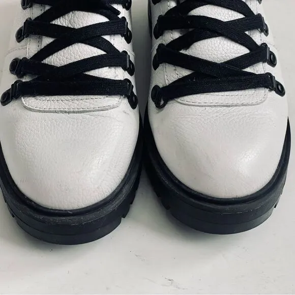 💠 Cougar Nash Leather Lug Sole Combat Lace Up White Boot Size EU 40 US 9