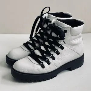 💠 Cougar Nash Leather Lug Sole Combat Lace Up White Boot Size EU 40 US 9