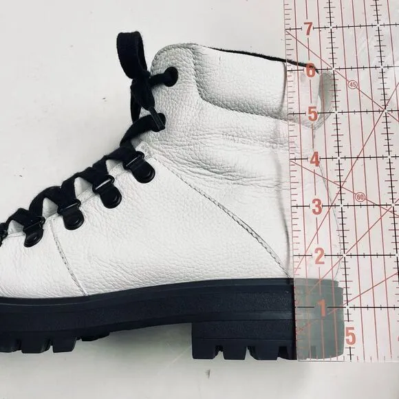 💠 Cougar Nash Leather Lug Sole Combat Lace Up White Boot Size EU 40 US 9