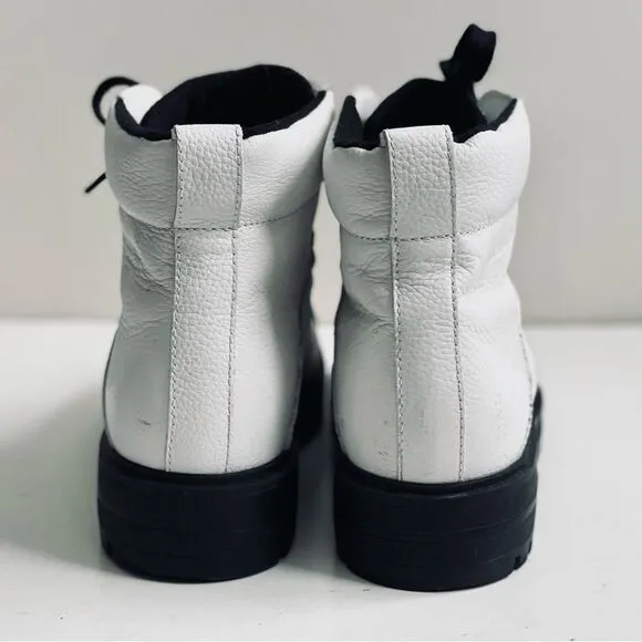 💠 Cougar Nash Leather Lug Sole Combat Lace Up White Boot Size EU 40 US 9