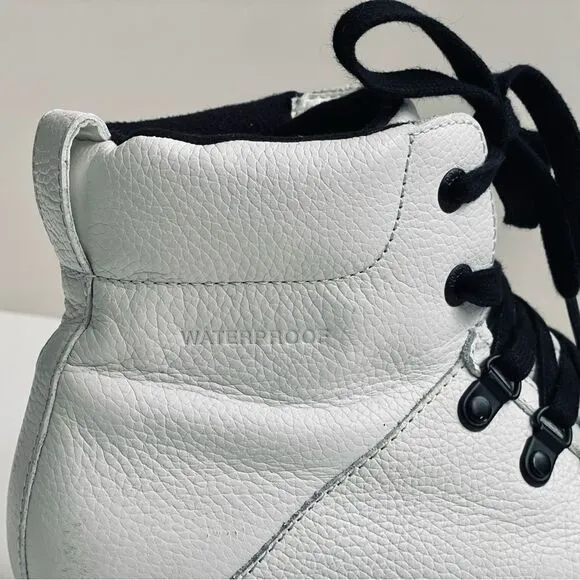 💠 Cougar Nash Leather Lug Sole Combat Lace Up White Boot Size EU 40 US 9