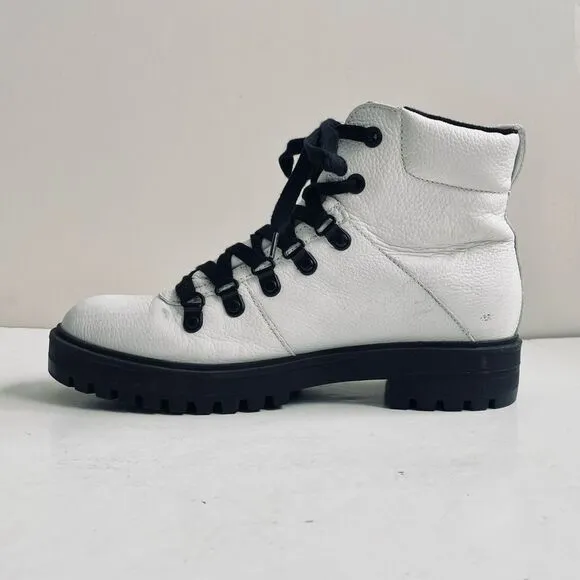 💠 Cougar Nash Leather Lug Sole Combat Lace Up White Boot Size EU 40 US 9