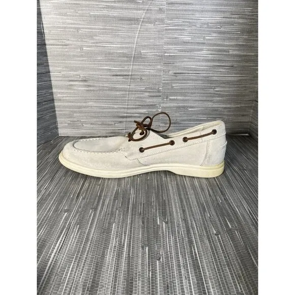 - Eleventy Casual Boat Shoes Slip On White Suede Mens Size‎ 44 US 11