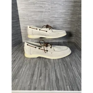 - Eleventy Casual Boat Shoes Slip On White Suede Mens Size‎ 44 US 11