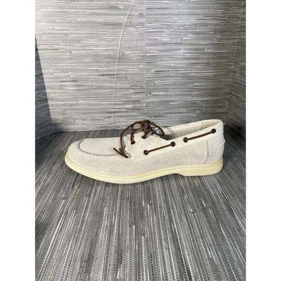 - Eleventy Casual Boat Shoes Slip On White Suede Mens Size‎ 44 US 11