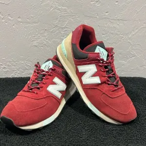 🔥 NEW BALANCE 574 Running Shoes Sneakers Brick red/Tan/Aqua Men Sz 10 -EXCELLEN