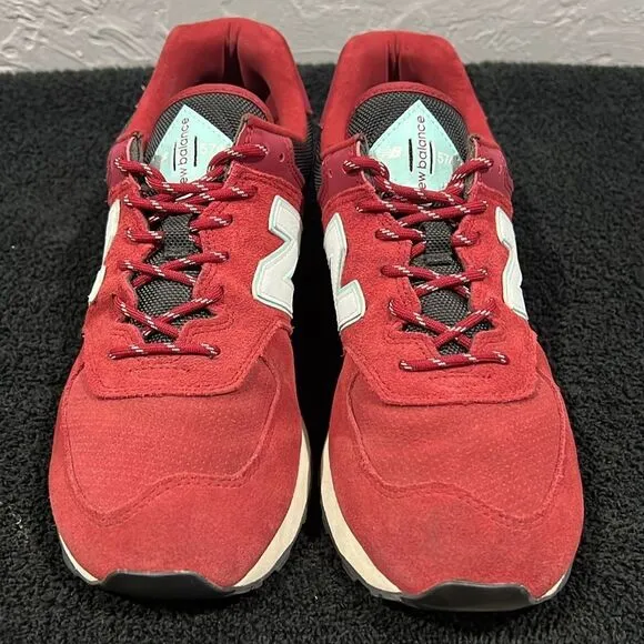 🔥 NEW BALANCE 574 Running Shoes Sneakers Brick red/Tan/Aqua Men Sz 10 -EXCELLEN