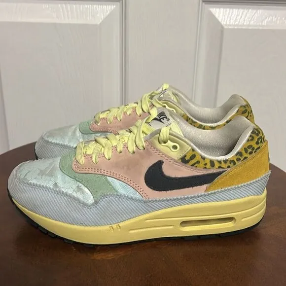 🔥🔥 NIKE Air Max 1 'Spring Mix' Size 8 Teal Tint / Lemon Wash Running Sneakers