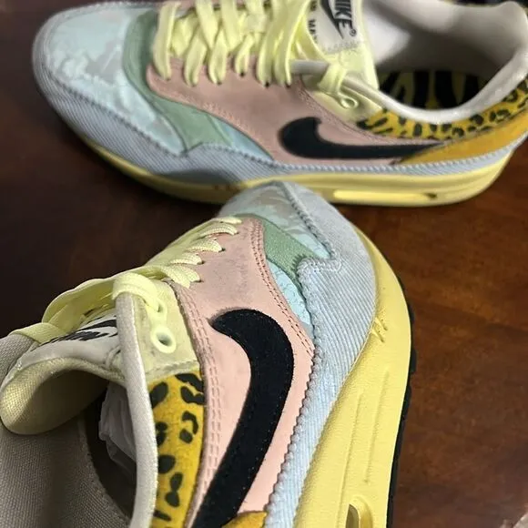 🔥🔥 NIKE Air Max 1 'Spring Mix' Size 8 Teal Tint / Lemon Wash Running Sneakers