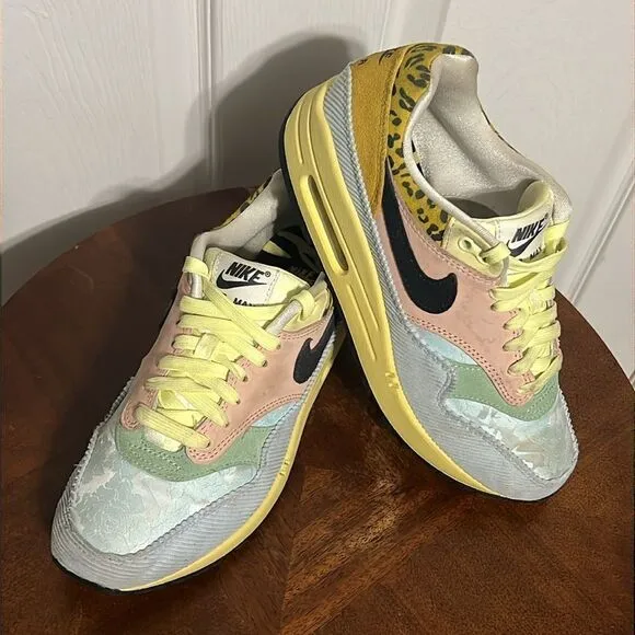 🔥🔥 NIKE Air Max 1 'Spring Mix' Size 8 Teal Tint / Lemon Wash Running Sneakers