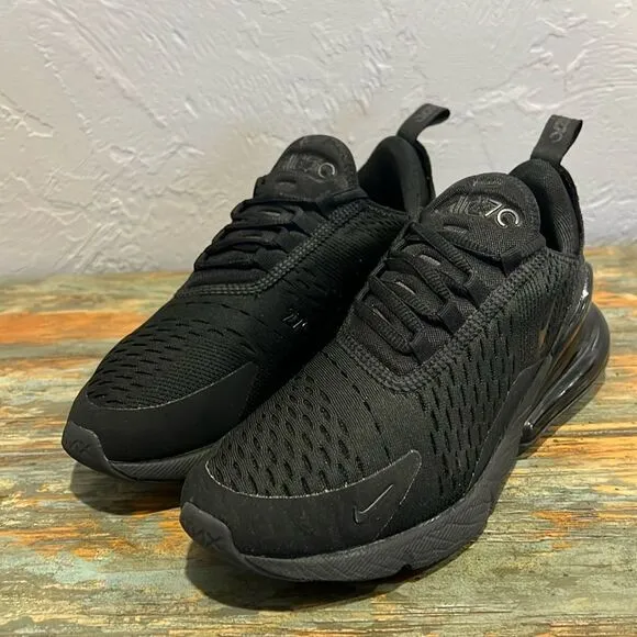 🔥🔥 NIKE Air Max 270 ‘Triple Black’ Running Shoes AH6789-006 Women Sz 7 - EUC