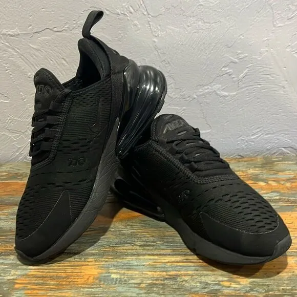 🔥🔥 NIKE Air Max 270 ‘Triple Black’ Running Shoes AH6789-006 Women Sz 7 - EUC