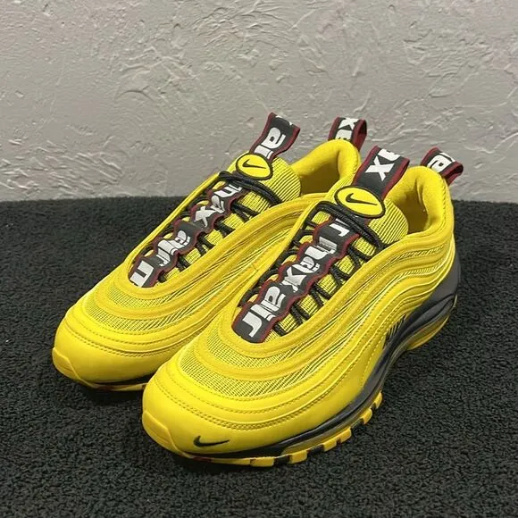 🔥🔥 NIKE Air Max 97 'Bright Citron’ Yellow RARE Running Shoes Men Sz 9 - PERFEC