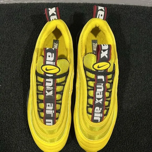 🔥🔥 NIKE Air Max 97 'Bright Citron’ Yellow RARE Running Shoes Men Sz 9 - PERFEC