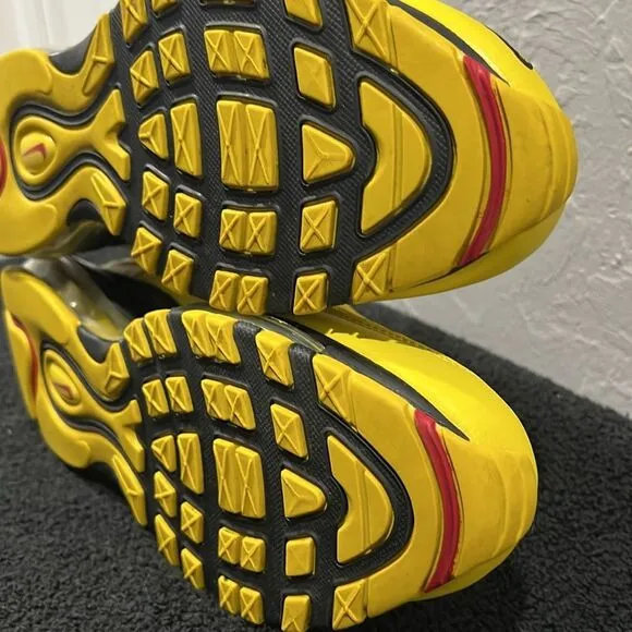 🔥🔥 NIKE Air Max 97 'Bright Citron’ Yellow RARE Running Shoes Men Sz 9 - PERFEC