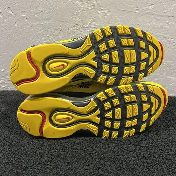 🔥🔥 NIKE Air Max 97 'Bright Citron’ Yellow RARE Running Shoes Men Sz 9 - PERFEC