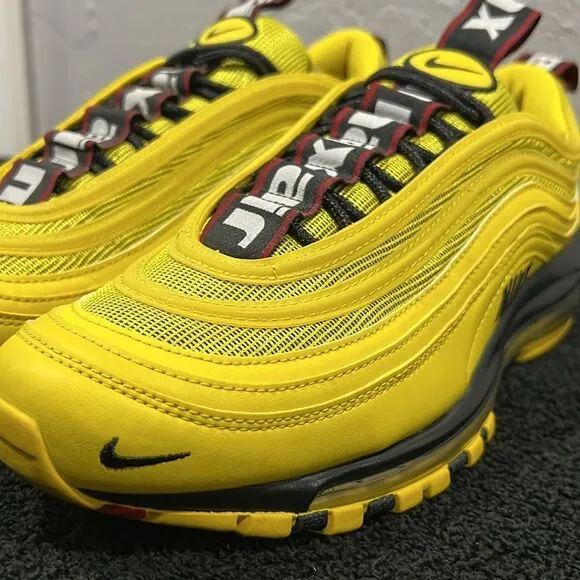 🔥🔥 NIKE Air Max 97 'Bright Citron’ Yellow RARE Running Shoes Men Sz 9 - PERFEC