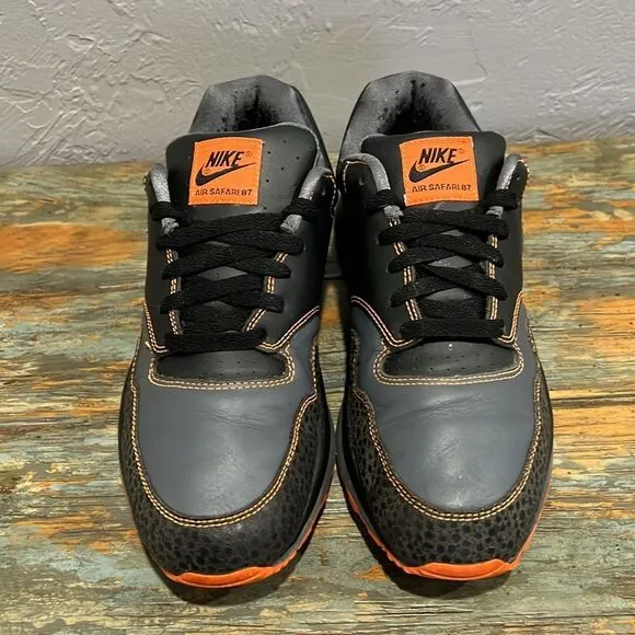 🔥 NIKE Air Safari 87 Retro Training/Running Shoes - Black/Gray/Orange - Men Sz