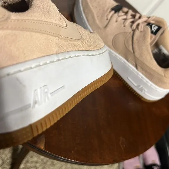 🔥🔥 NIKE AIR FORCE 1 Sage Women’s Suede Platform Shoes - Sz 6.5 - EXCELLENT