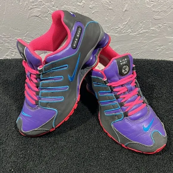 🔥🔥 NIKE SHOX NZ Nike ID Running Shoes Women Sz 7 - Purple/Black/Pink - EUC