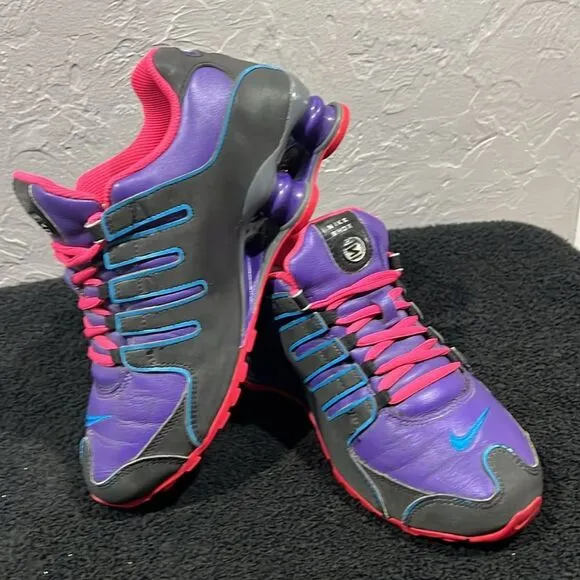 🔥🔥 NIKE SHOX NZ Nike ID Running Shoes Women Sz 7 - Purple/Black/Pink - EUC