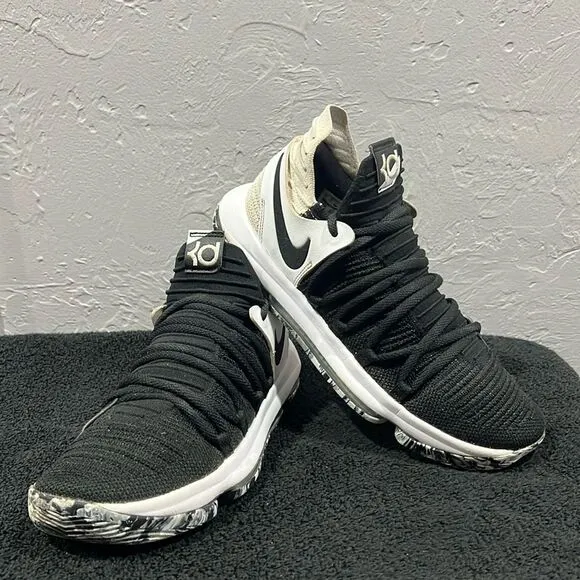 🔥🏀 NIKE ZOOM KD 10 Durant Oreo Flyknit X Nets Black Shoes 897815-008 Size 9.5
