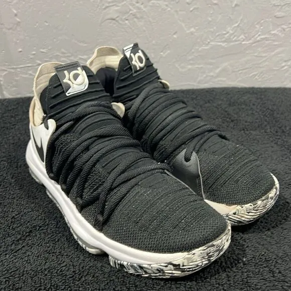 🔥🏀 NIKE ZOOM KD 10 Durant Oreo Flyknit X Nets Black Shoes 897815-008 Size 9.5