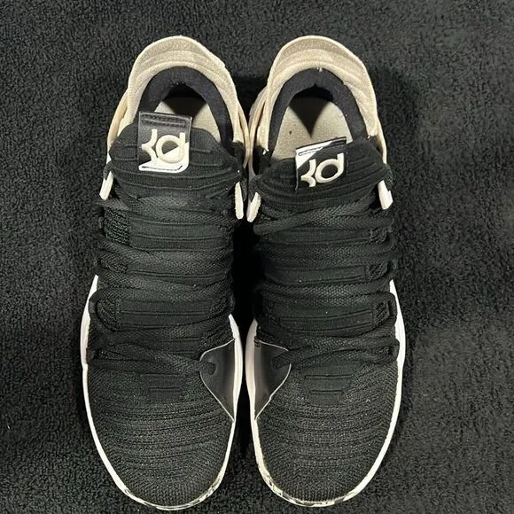 🔥🏀 NIKE ZOOM KD 10 Durant Oreo Flyknit X Nets Black Shoes 897815-008 Size 9.5