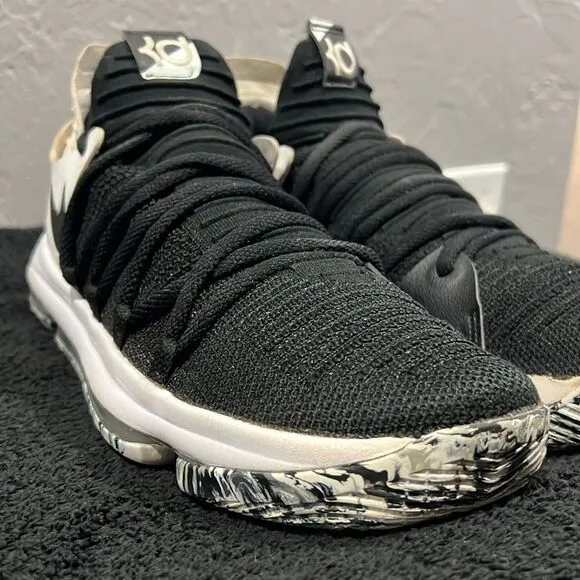 🔥🏀 NIKE ZOOM KD 10 Durant Oreo Flyknit X Nets Black Shoes 897815-008 Size 9.5