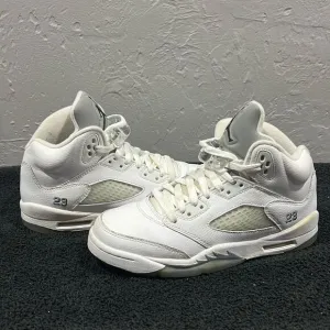 🔥🏀 NIKE Air Jordan 5 Retro 2015 Metallic White Basketball Sneaker Shoes Sz 6.5
