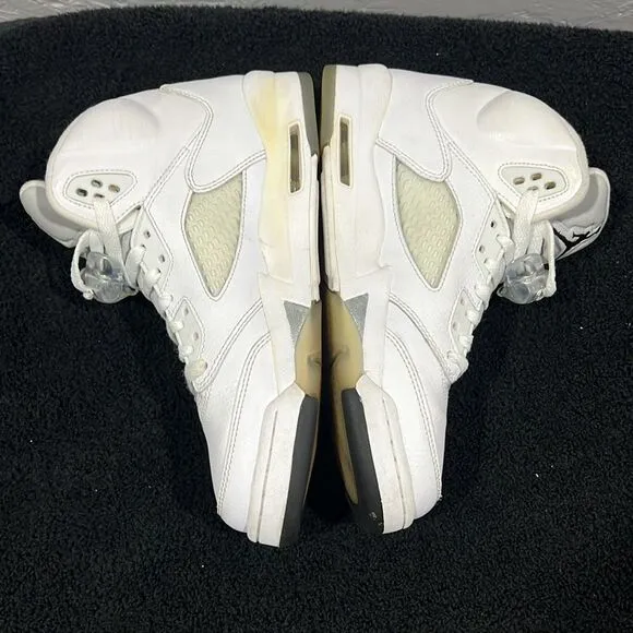 🔥🏀 NIKE Air Jordan 5 Retro 2015 Metallic White Basketball Sneaker Shoes Sz 6.5