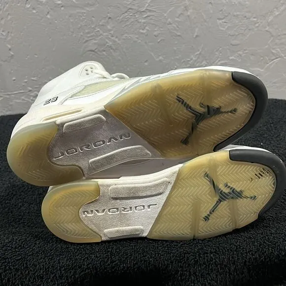 🔥🏀 NIKE Air Jordan 5 Retro 2015 Metallic White Basketball Sneaker Shoes Sz 6.5