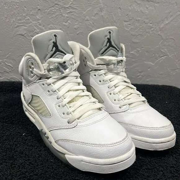 🔥🏀 NIKE Air Jordan 5 Retro 2015 Metallic White Basketball Sneaker Shoes Sz 6.5