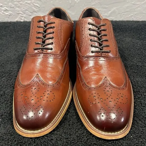 🔥🔥 STACY ADAMS Dunbar Wingtip Oxford Brown Dress Shoes - Men Sz 8M - PERFECT!