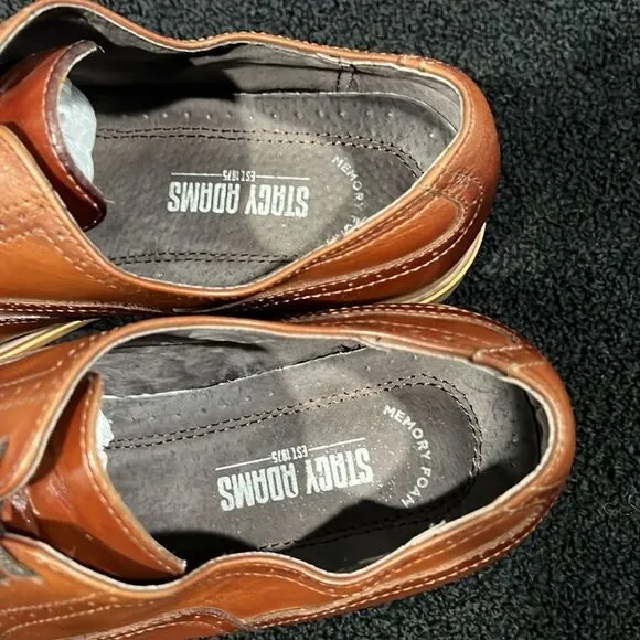 🔥🔥 STACY ADAMS Dunbar Wingtip Oxford Brown Dress Shoes - Men Sz 8M - PERFECT!