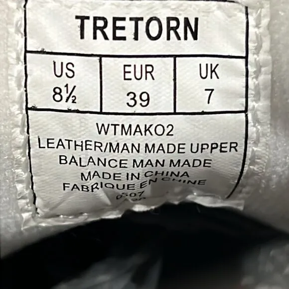 🔥🔥 TRETORN Mako 2 Leather Sneaker Shoes White/Gold Women Sz 8.5 - EXCELLENT