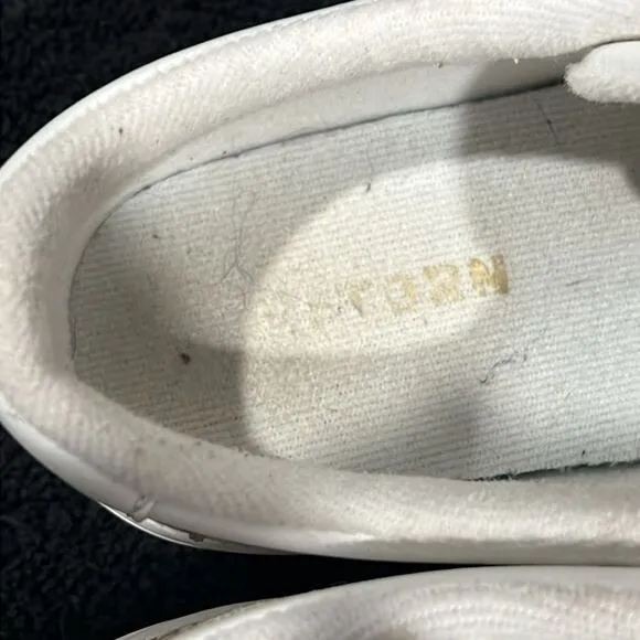 🔥🔥 TRETORN Mako 2 Leather Sneaker Shoes White/Gold Women Sz 8.5 - EXCELLENT