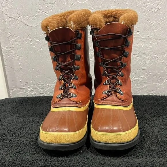 🔥🔥 Vintage SOREL KAUFMAN Polar Pac Boots Leather/Rubber/Wool Inserts Sz 6 - EU