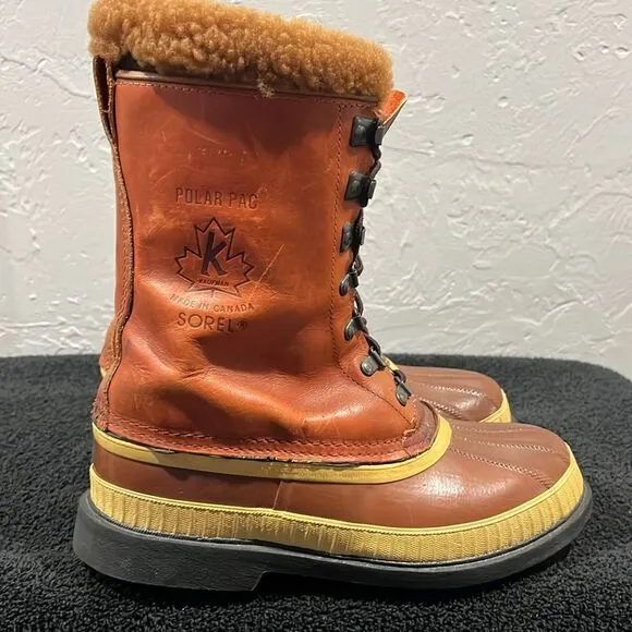 🔥🔥 Vintage SOREL KAUFMAN Polar Pac Boots Leather/Rubber/Wool Inserts Sz 6 - EU