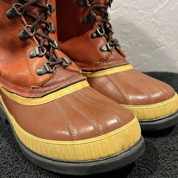 🔥🔥 Vintage SOREL KAUFMAN Polar Pac Boots Leather/Rubber/Wool Inserts Sz 6 - EU