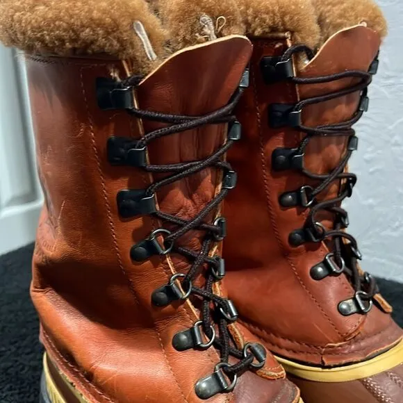 🔥🔥 Vintage SOREL KAUFMAN Polar Pac Boots Leather/Rubber/Wool Inserts Sz 6 - EU