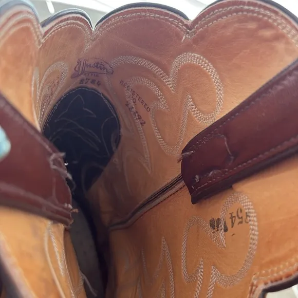 90’s Vintage Justin Ostrich Two Tone Brown Western Cowboy Boots