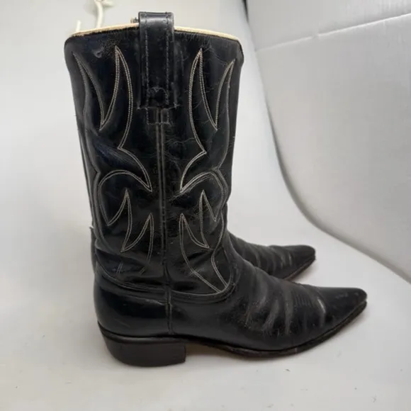 Acme Vintage Mens Black Leather Western Boots Sz 9 1/2 C - 12” Tall Made in USA
