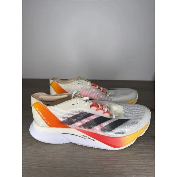 Adidas Adizero Boston 12 Lightstrike Pro Ivory/Metalic/Solar Red Sz 8.5 Running