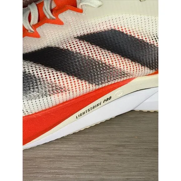 Adidas Adizero Boston 12 Lightstrike Pro Ivory/Metalic/Solar Red Sz 8.5 Running
