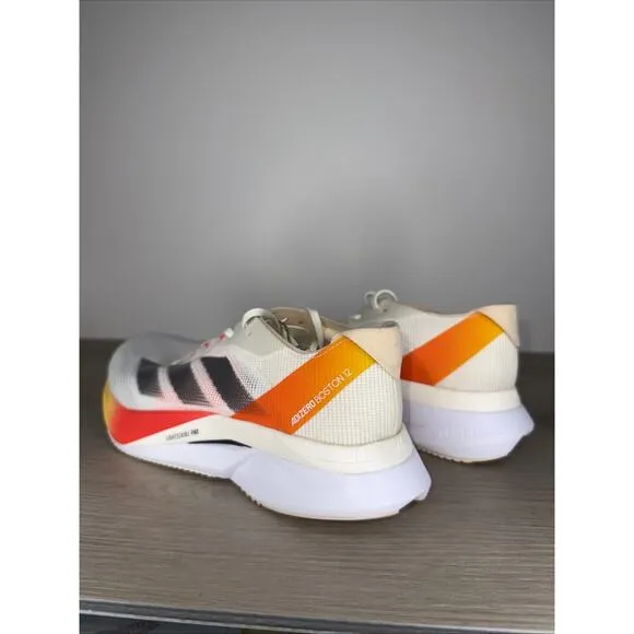 Adidas Adizero Boston 12 Lightstrike Pro Ivory/Metalic/Solar Red Sz 8.5 Running