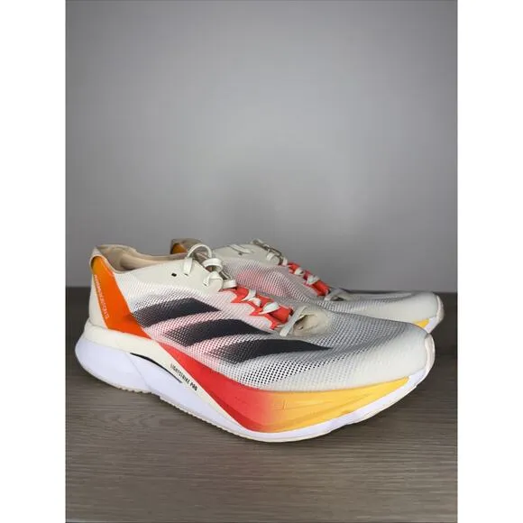 Adidas Adizero Boston 12 Lightstrike Pro Ivory/Metalic/Solar Red Sz 8.5 Running