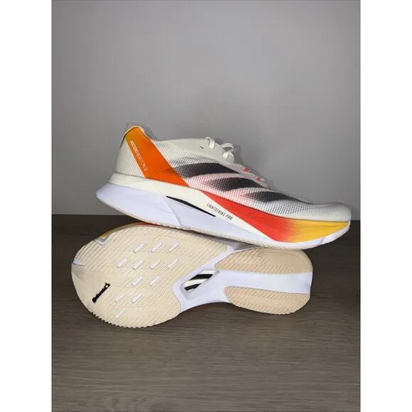 Adidas Adizero Boston 12 Lightstrike Pro Ivory/Metalic/Solar Red Sz 8.5 Running