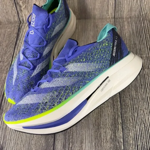 adidas Adizero Prime X 2.0 Strung Cobalt Blue Lucid Lemon Running Shoes Mens 10