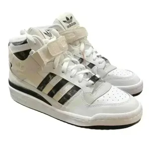 Adidas Basketball Shoe Women 11 White Black Marble Forum Mid Lace Up Sneaker NEW